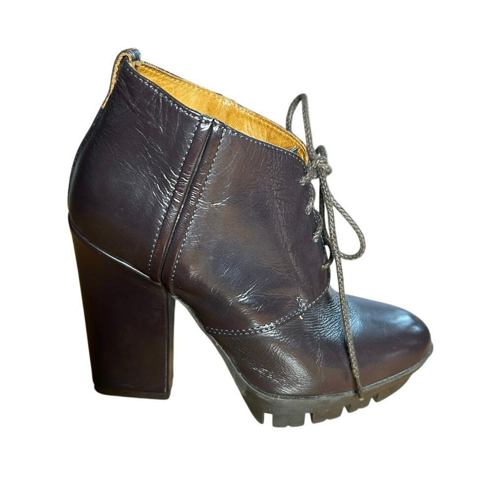 Alberto Fermani Italian Leather Lace-Up Bootie Plum Brown Victorian EU 35/ US 5